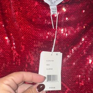 Red Sequin midi Tube Dress XL